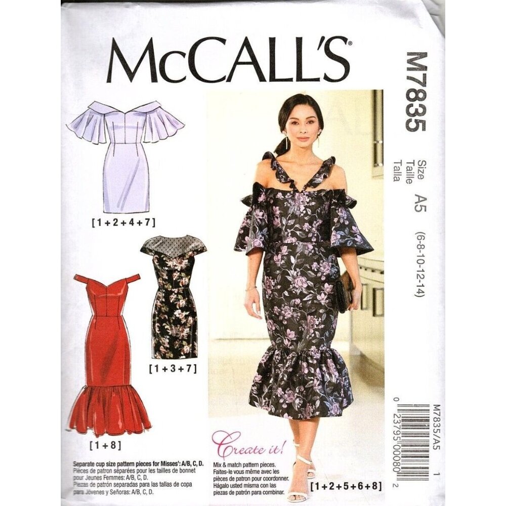 McCall's M7835 Misses 6 to 14 Off the Shoulder Dress Uncut Sewing Pattern New